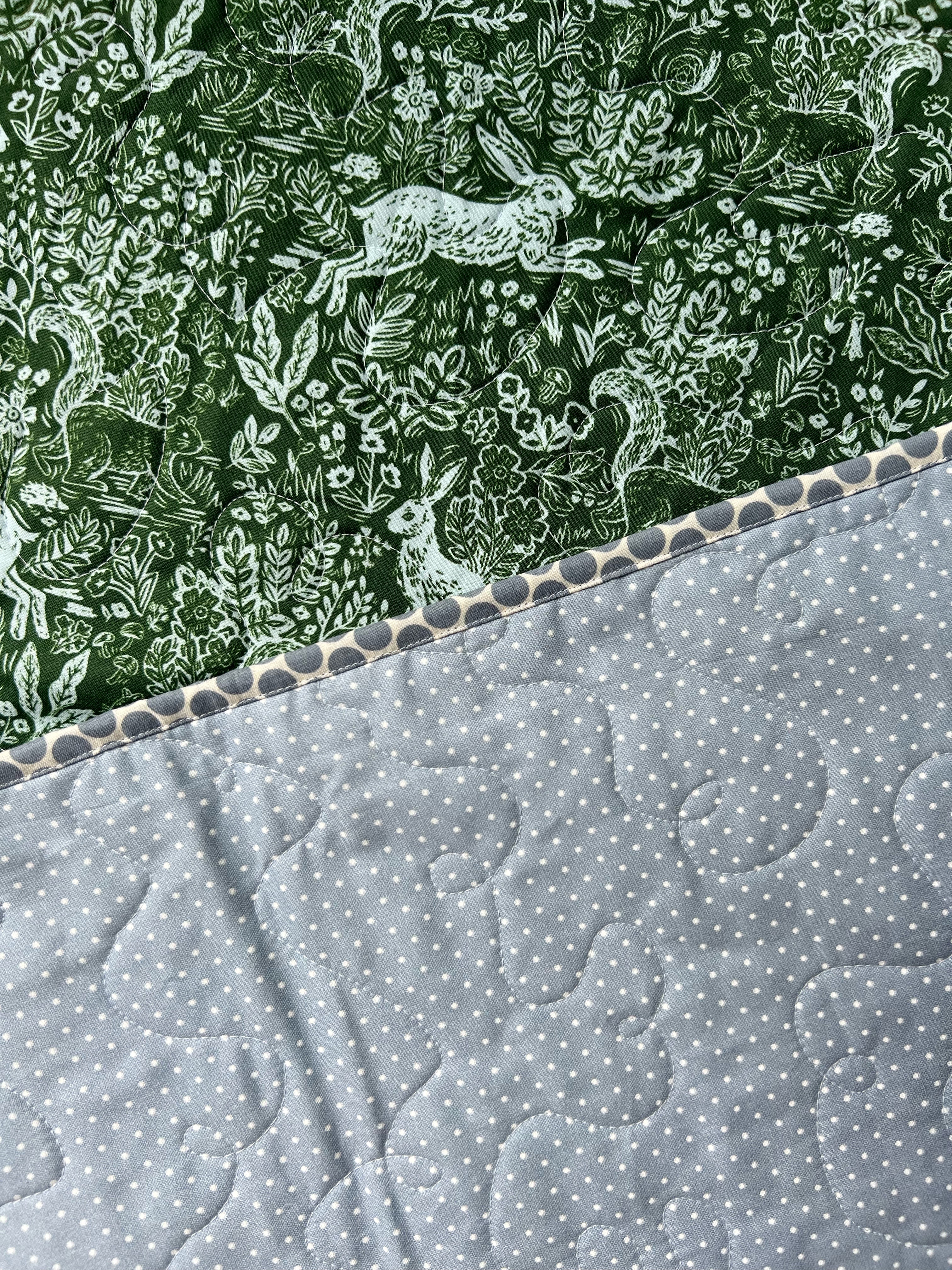 Wholecloth Green Woodland Quilt