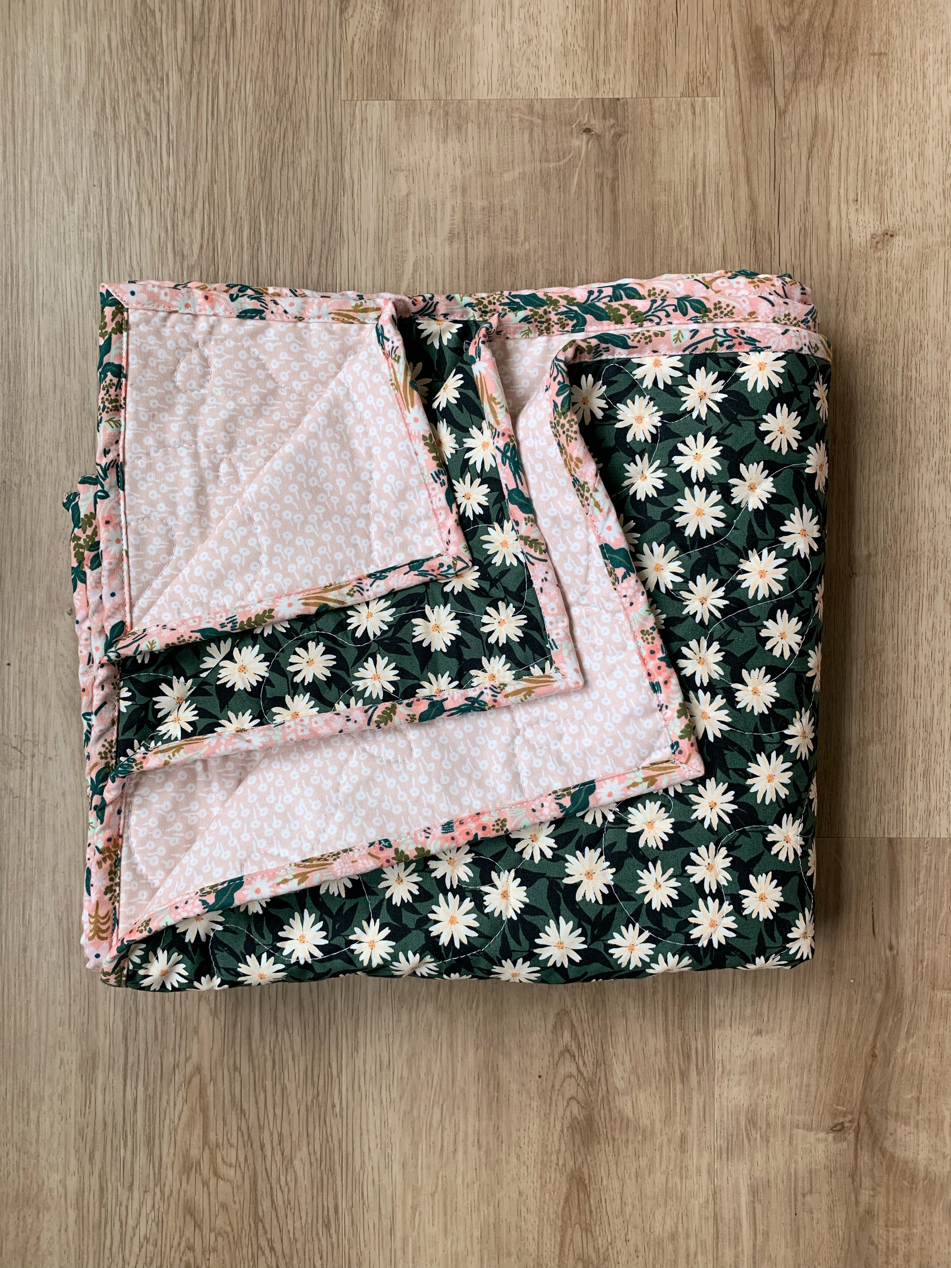 Wholecloth Pressed Flowers Toddler Quilt