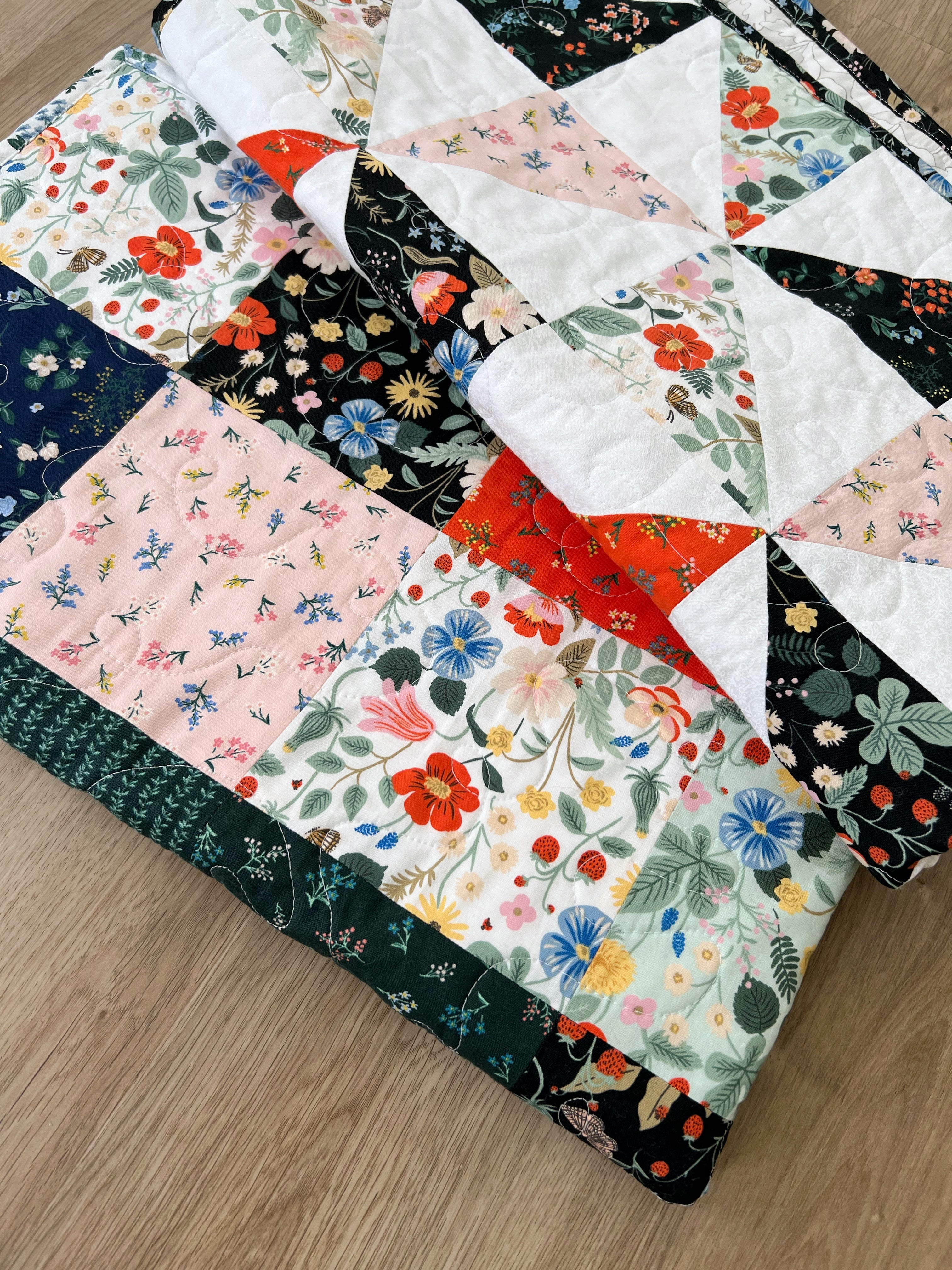 Strawberry Patchwork Toddler Quilt
